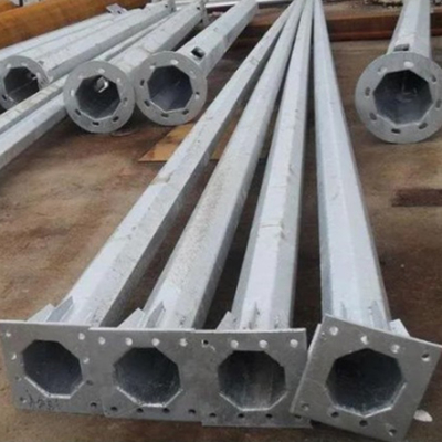 Outdoor Octagonal Galvanised Steel Poles with Flange