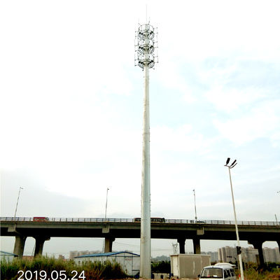 Telecom Mobile 5G Antenna Steel Tubular Pole 60m Hot Dip Galvanized