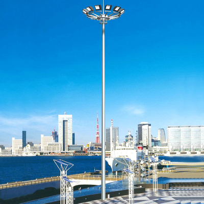 Galvanized Steel 20m To 30m High Mast Light Pole With Lifting System